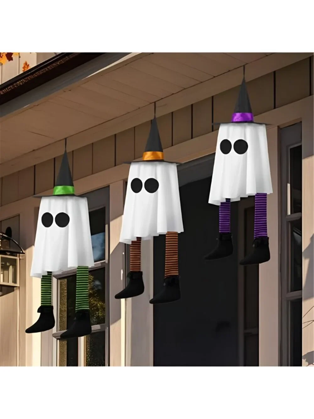 23.6'' 3PCS Halloween Hanging Ghosts Decorations Outdoor, Witch Hats